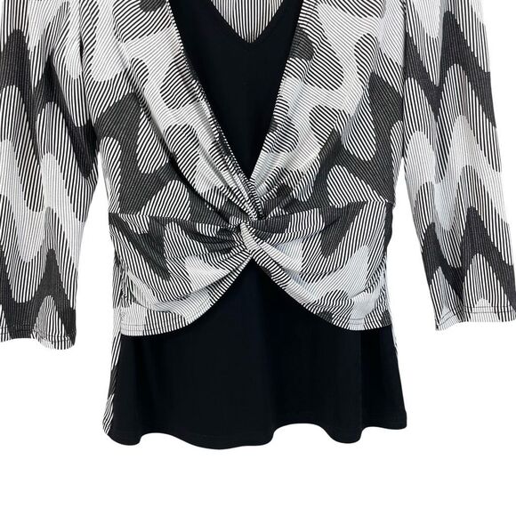 Joseph Ribkoff‎ twist front layered top blouse Size 6 boho art to wear - Picture 4 of 7
